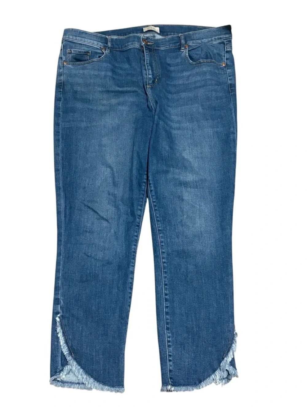 Loft Cropped Distressed Hem Skinny Jeans - Picture 2 of 5